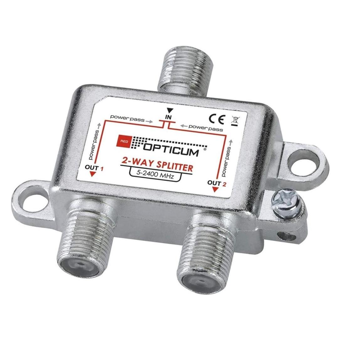 Opticum 1-2-fach-DVB-T-SAT-Splitter - 2x1-Ausgang - 5 bis 2400 MHz - Weiss (OPTICUM)