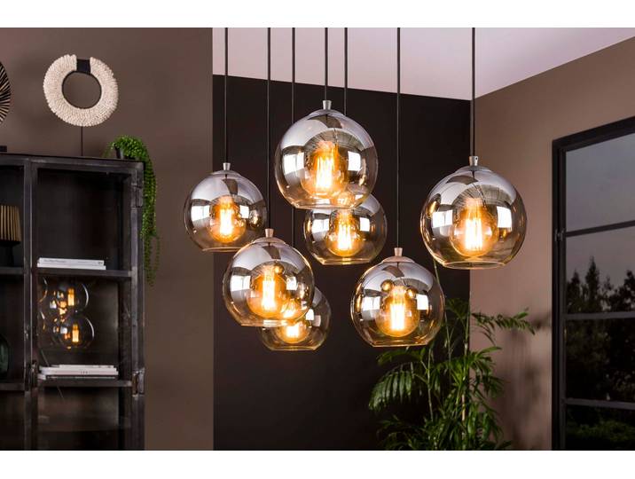 Pendelleuchte „Clarus“ – Rauchglas mit Farbverlauf und Metallarmatur - Rauchglas - Luxusbetten24