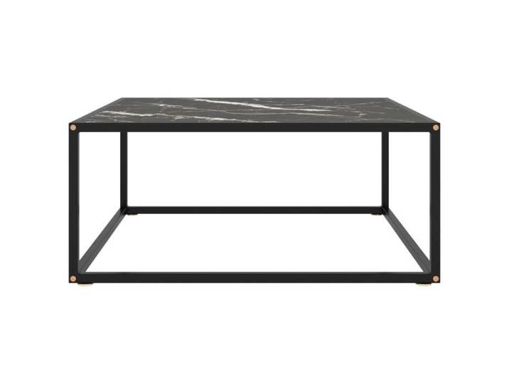 Table de salon Bois - Armoire basse Table basse Noir avec verre marbre noir 80x80x35 cm@EU97600318