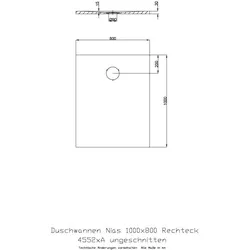 Hoesch Duschwanne Nias 1000x800x30 strukturierte Oberfläche 4552xA.715