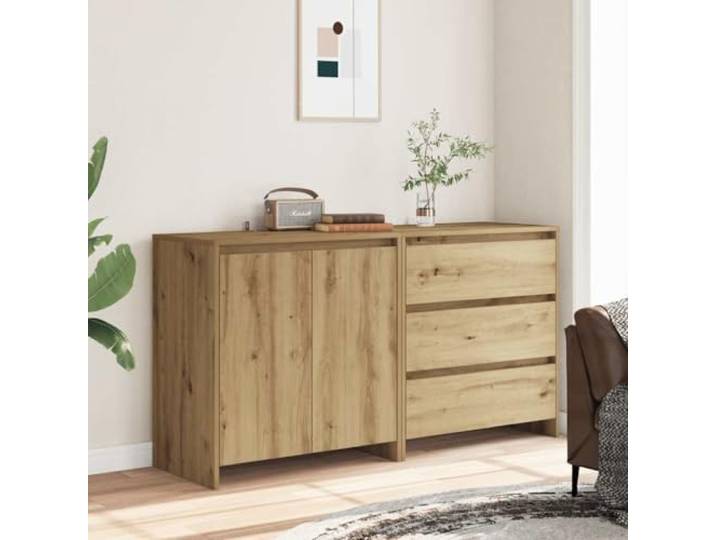 KTHLBRH Sideboard 2 Stück Eiche Handwerk Spanplatte Großer Stauraum, robuste Platte, einfache Reinigung, 70 x 41 x 75 cm