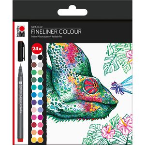 Marabu Fineliner Colour Graphix, Hypnotize, Strichbreite 0,5 mm, farbig sortiert, 24 Stück