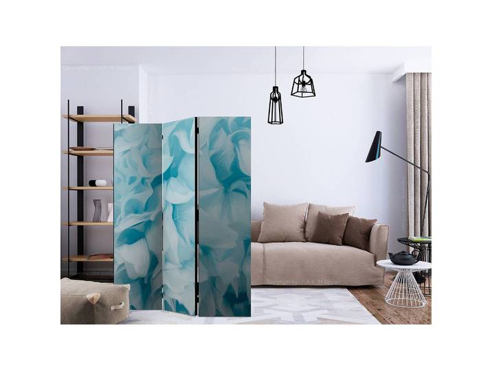Paravent Azalea 3-teilig Vlies / Buche Türkis/Weiß/Türkis 135 x 172cm