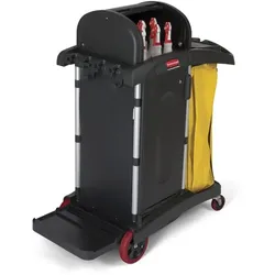 Systemwagen Rubbermaid Hygen für Pflegeeinrichtungen sicherer und abschließbarer Putzwagen, Schwarz