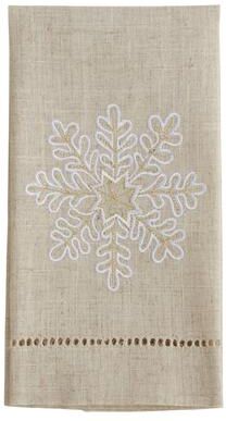Saro Lifestyle Snowflake Design Embroidered and Hemstitched Guest Towels (Set of 4)