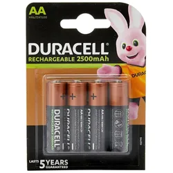 Duracell Akku (4 Stk., AA, 2400 mAh), Batterien + Akkus