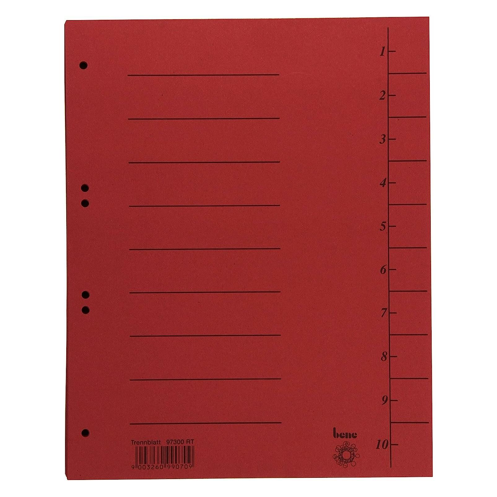 Bene 97300 Trennblätter A4 durchgefärbt, Inh.100, rot (97300RT)