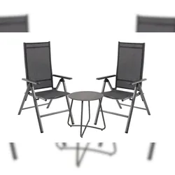 DELUKE Balkonmöbel-Set INES 3-tlg. - Kunststoff, Schwarz | Balkon-Set Gartenmöbel-Set Sitzgruppe für Balkon Balkonstuhl Balkontisch