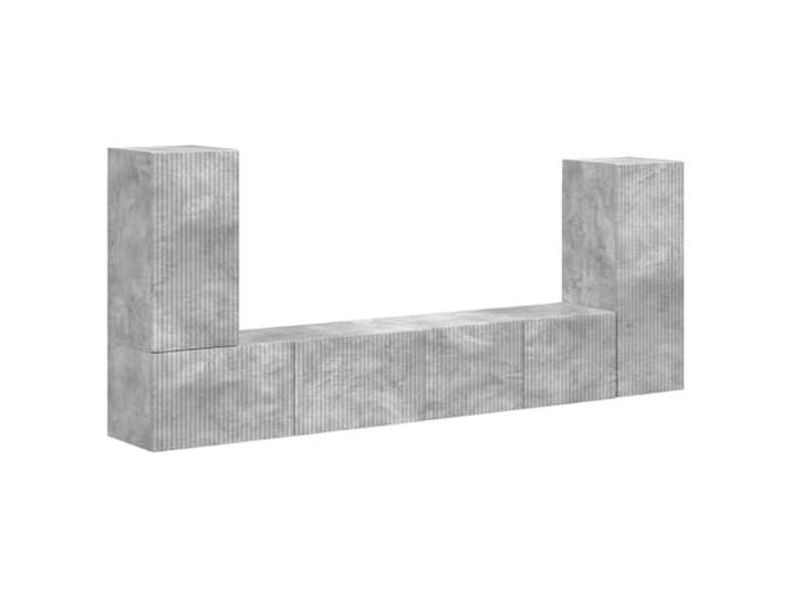 KUPTYERFG TV-Schrank Set 4-teilig Beton Grau Holzwerkstoff Lowboard Praktisches Wandboard Ensemble mit integrierten USB-Anschlüssen für Ordnung und modernes Laden im Wohnzimmer oder Homeoffice.