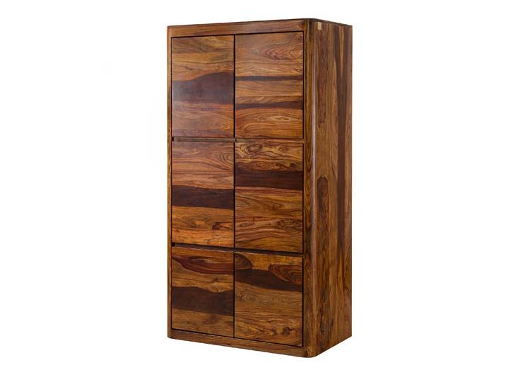 MASSIVMOEBEL24 Armoire Sheesham 105x60x200 marron foncé ciré TORONTO #265