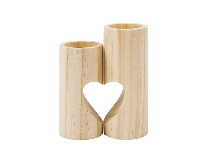 Teelichthalter Set Holz 2-teilig natur