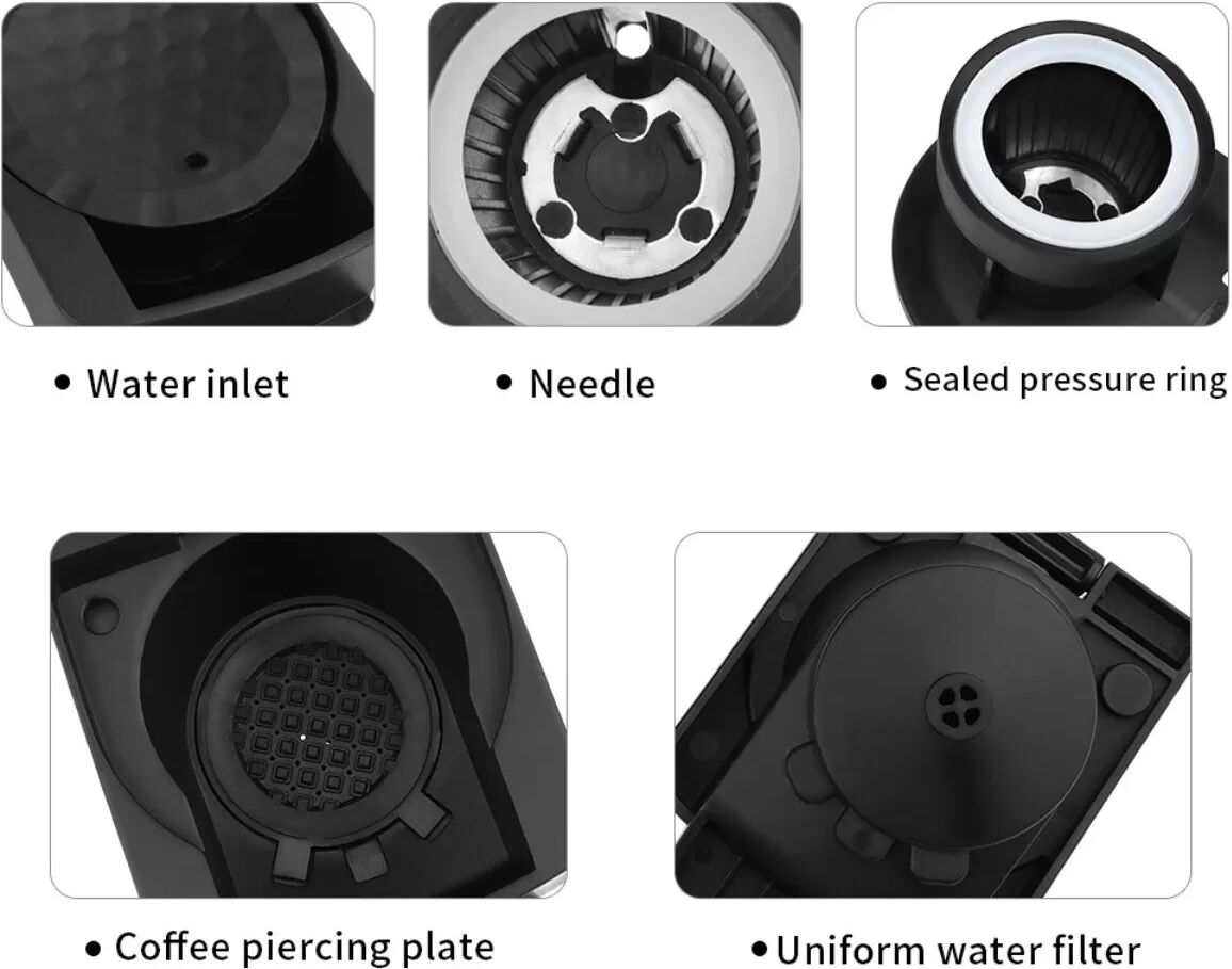 INF Kapseladapter Kapselhalter – Schwarzer PP-Adapter, kompatibel mit Nespresso und Dolce Gusto Maschinen