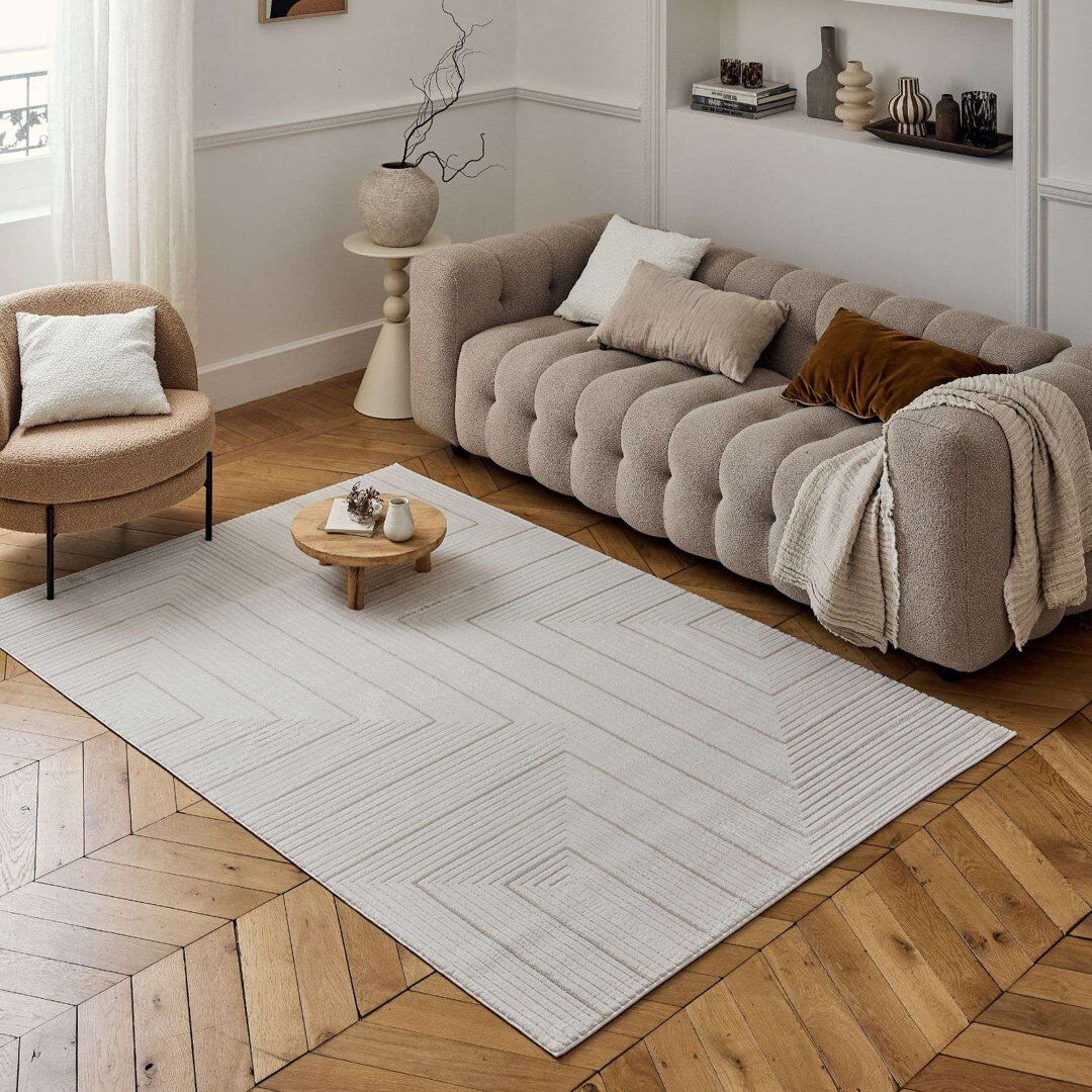 THE RUGS Carmel Modern Geometric Cream/Beige Area Rug Cream/Beige Rectangle 240 x 340 cm