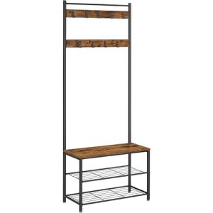 Vasagle Garderobenständer HSR41, schwarz, mit 9 Haken, aus Metall, 175 x 70cm
