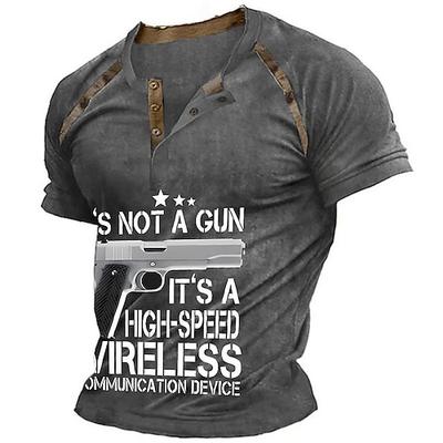Kurzes Herren-T-Shirt mit lustigem Grafikdesign und Waffenhumor 'Keine Waffe hochgeschwindigkeits Wireless-Kommunikationsgerät'