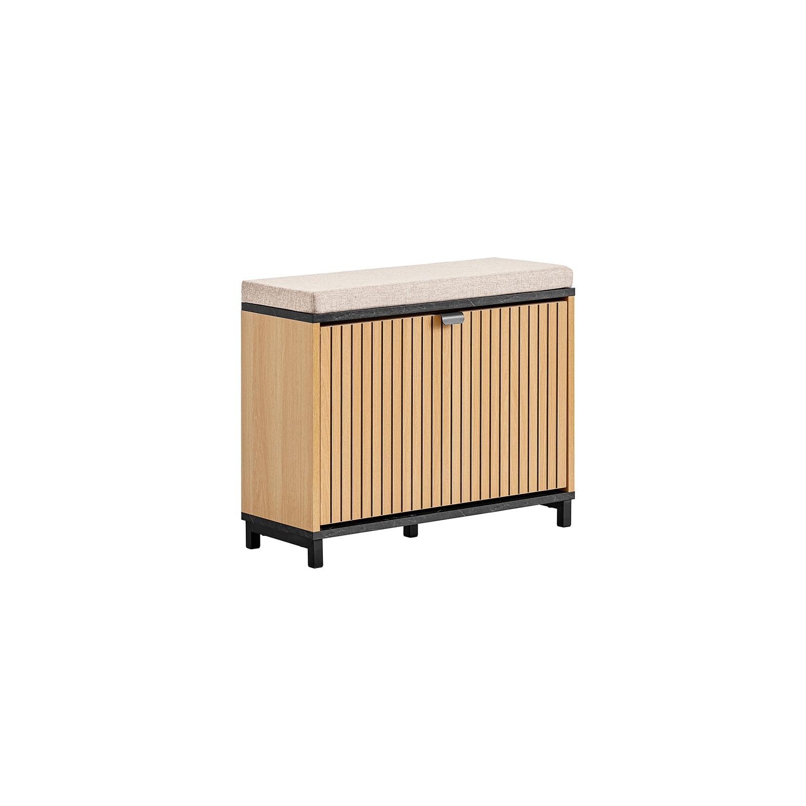SoBuy Schuhbank mit 1 Tür Holzfarbe 60x24x50cm Nordisch