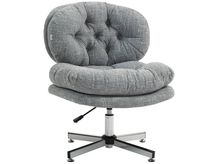 HOMCOM Bureaustoel Brede computerstoel zonder armleuningen, dikke schuimvulling, linnenlook, verstelbare hoogte, grijs, 65x65x84-94 cm Aosom.nl