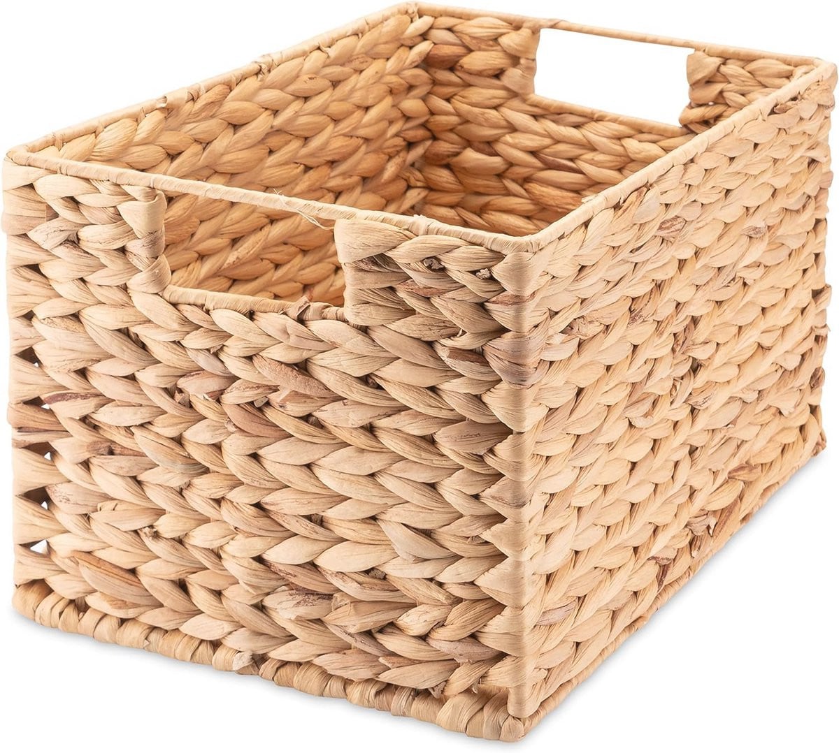 Set van 3 rechthoekige opbergmanden van gevlochten zeegras