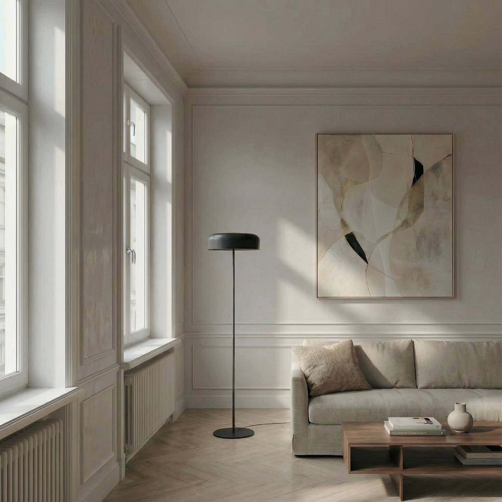 Floor Lamp Edion Lindby, Black, Living / Dining Room, metal, Modern, Floor Lamp