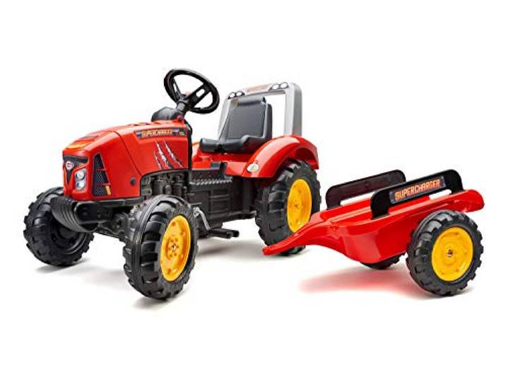 Falk 2020AB Tracteur à pédales Supercharger Rouge Avec Capot ouvrant et remorque incluse Traktoren, Rot