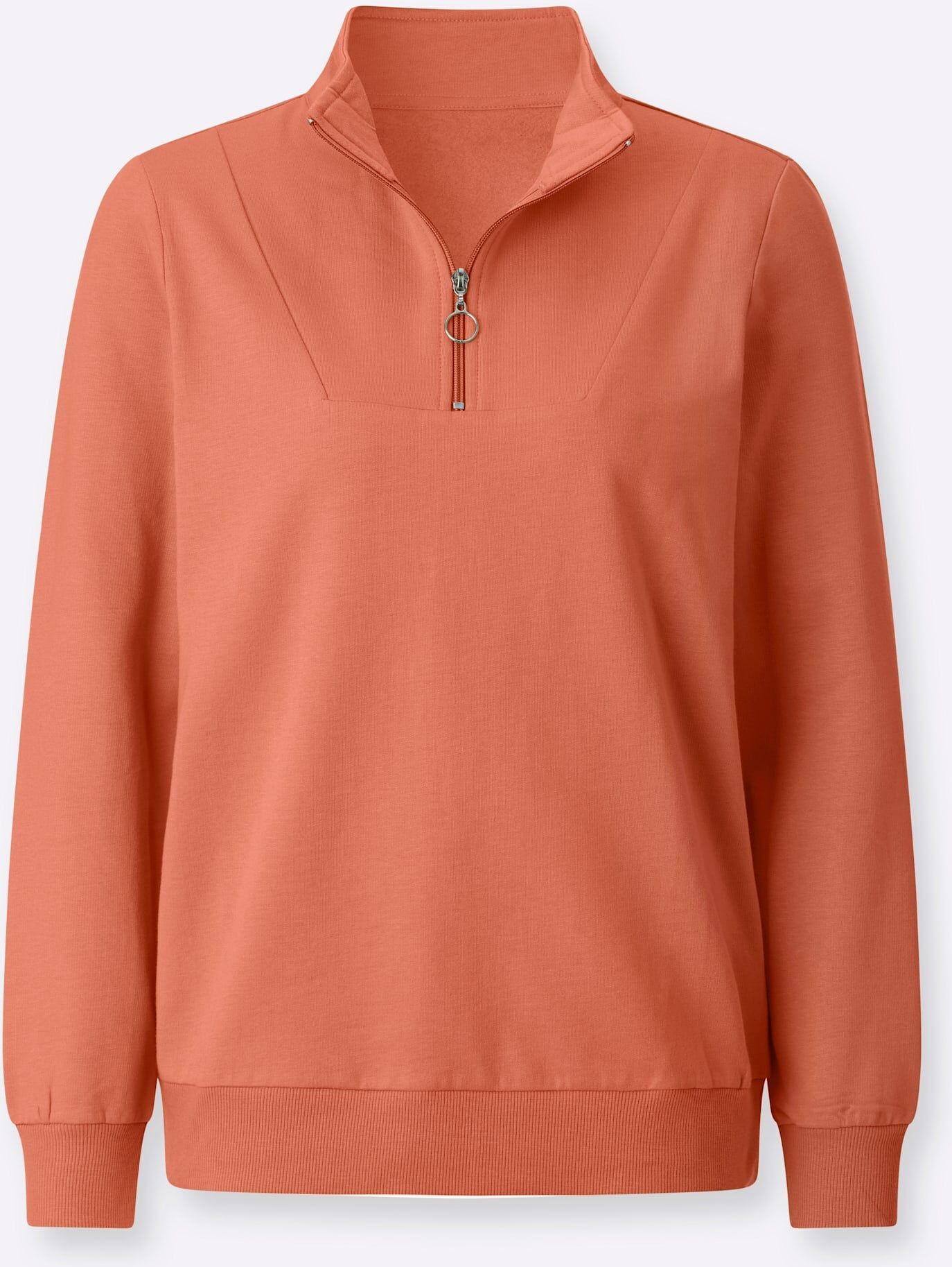 Sweatshirt CASUAL LOOKS, Damen, Gr. 52, papaya, 100% Baumwolle, unifarben, Sweatshirts Sweatshirt papaya 52