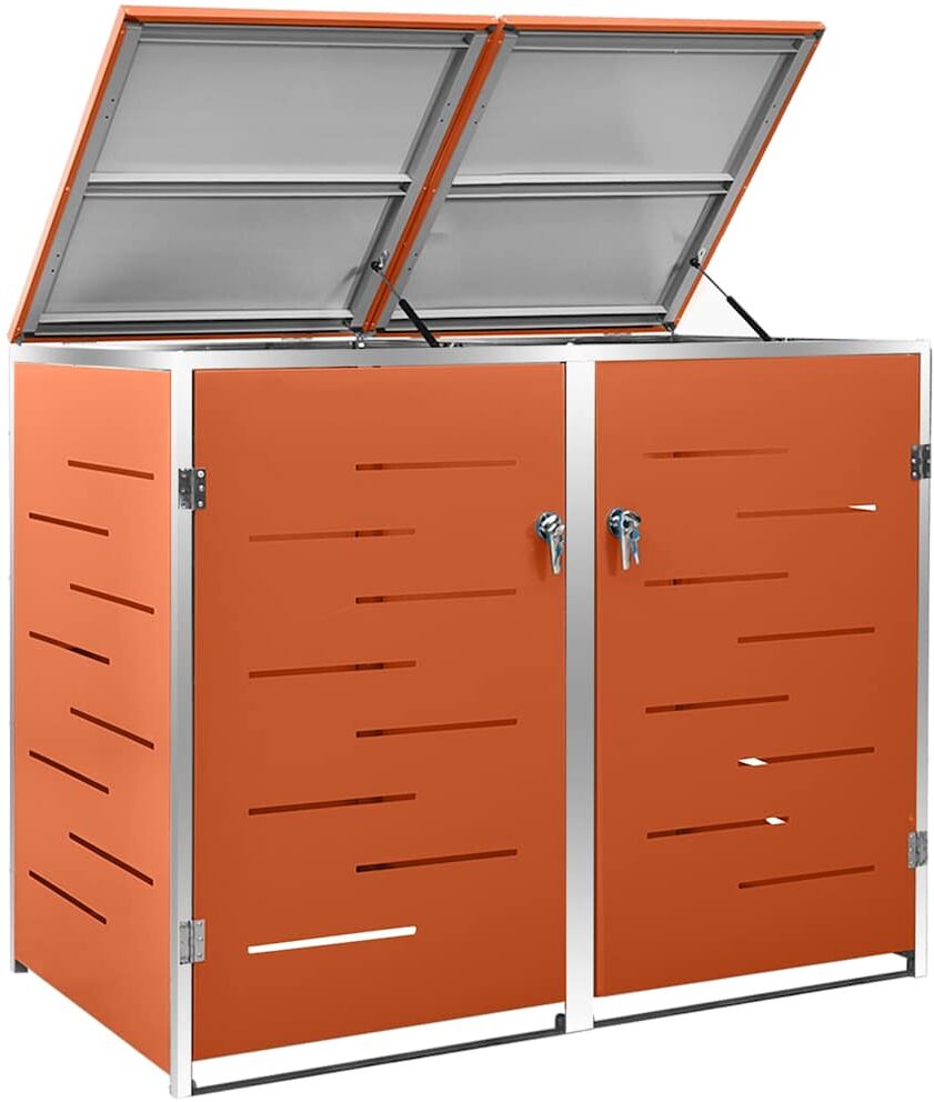vidaXL Abri pour deux poubelles 138x77,5x115 cm Inox
