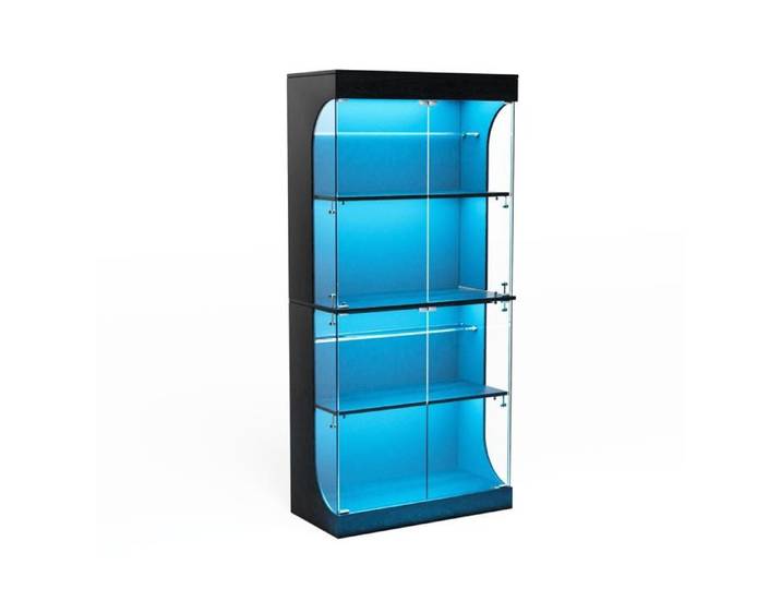Vitrine en verre à quatre étages LEDportes vitrées et capteurs intelligents.Vitrine en verre étanche à la poussière.80×35×165cm