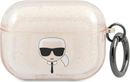 Karl Lagerfeld Glitter Karl's Head Case for AirPods Pro - Gold
