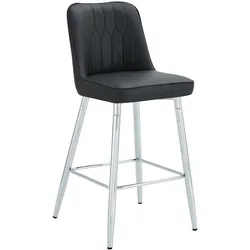 STILVORA 2er-Set Barhocker PU-Leder Schwarz/Silber Metall 100 cm mit Fußraste