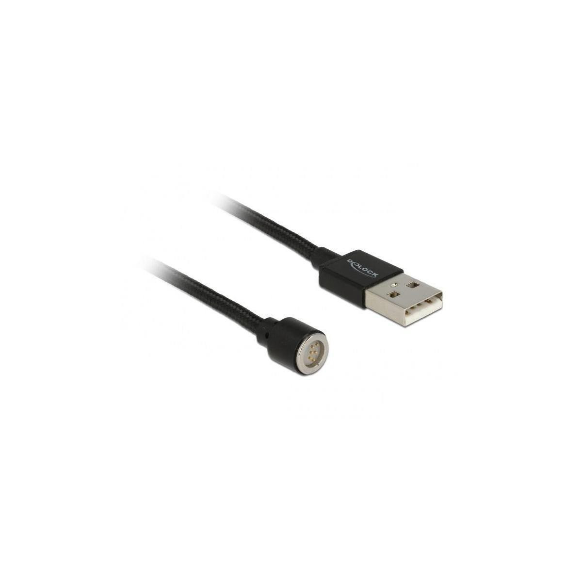 Delock USB-oplaad- en datakabel met magnetische connector, 1,1 meter, zwart