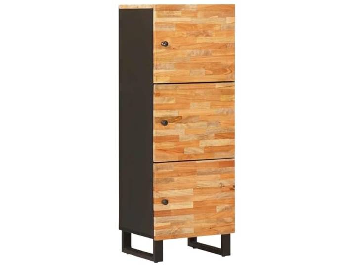 Makastle Highboard Wohnzimmer 40 x 33 x 110 cm Braun Massivholz Mango Highboard Aus Massivholz Mango Mit 3 Türen, Braun/Schwarz, 40 X 33 X 110 Cm