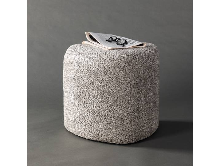 Pouf Peg Ø 46cm Grau/Grau Bouclé