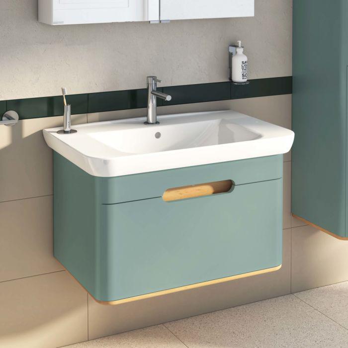 VitrA Sento Waschtisch-Möbel-Set 65874 78x48,5x52cm, 1 Vollauszug, fjordgrün matt, Dekor
