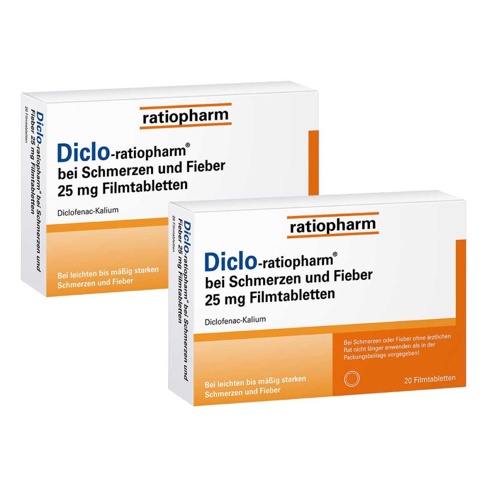 ratiopharm GmbH Diclo-ratiopharm bei Schmerzen und Fieber 25 mg Filmtabletten 08102260