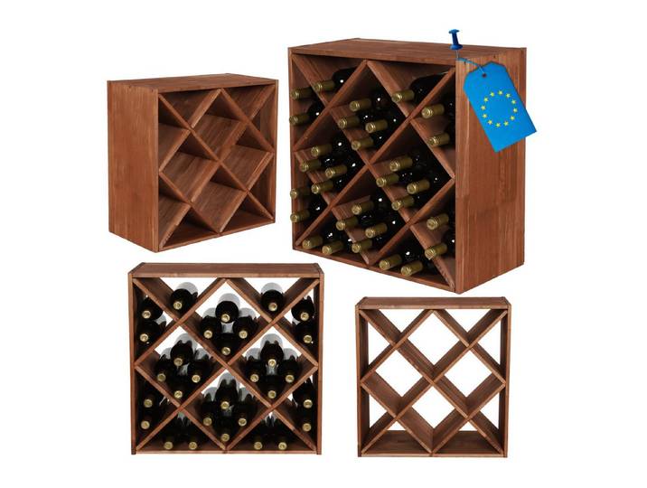 Modo24 Weinregal Modulares System RW61, Flaschenregal Massivholz, Kellerregal, Weinständer, Stapelbar, Weinschrank, für Küche & Vorratsraum, 3 Farben
