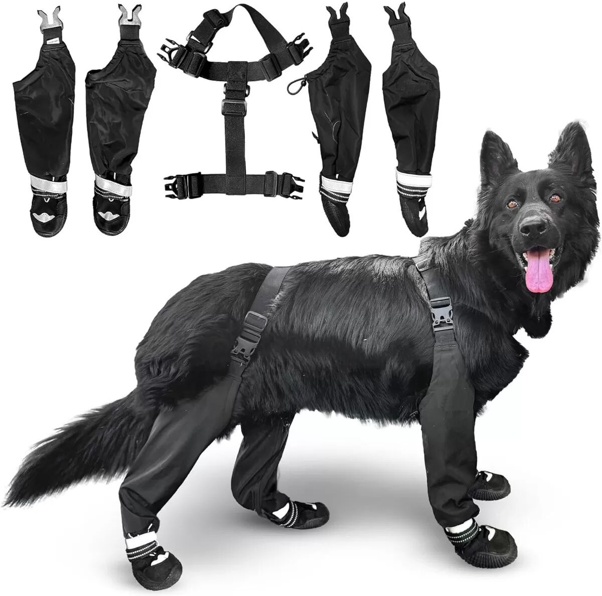INF Verstellbare Anti-Schmutz-Anti-Rutsch-Haustierschuhe mit Reflektierenden Riemen XL
