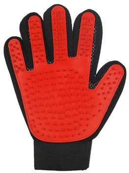 Inspire Select Pet Grooming Gloves Cat & Dog Hair Remover Brush Gloves For Deshedding And Massage red Right