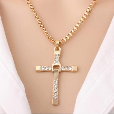 Kreuz Silberkette Fast Furious Halskette Edelstahl Kreuz Halsanhänger Schmuck Hip Hop