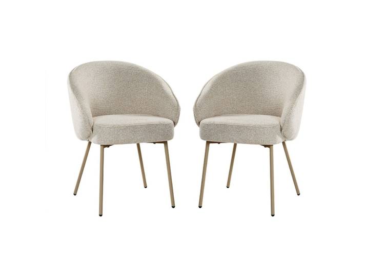 Lot de 2 chaises en tissu et pieds en métal beige h81 cm