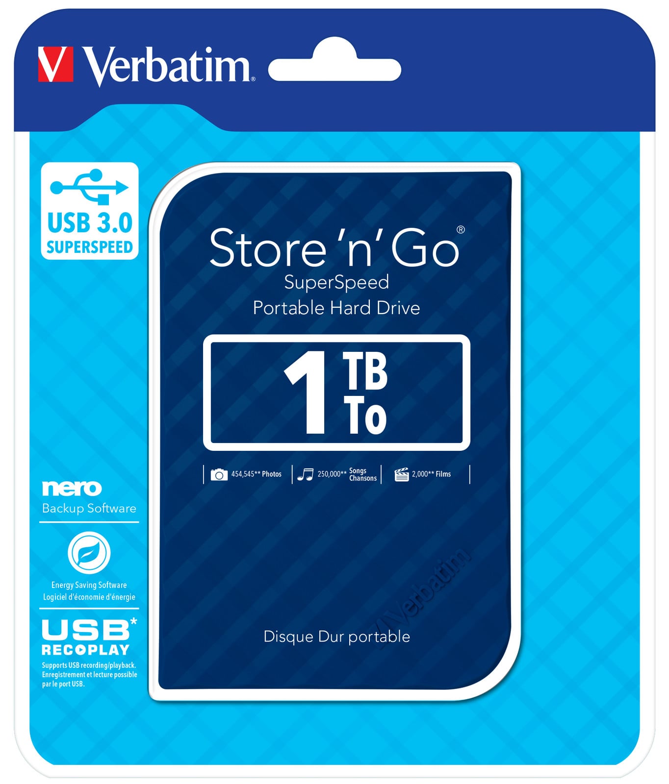 Verbatim Store'n'go externe harde schijf 1TB - Blauw