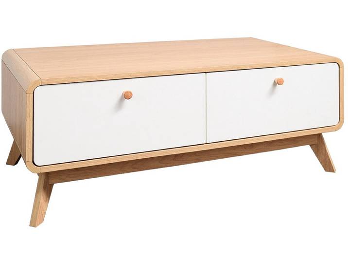 Cassie-Tv-meubel - 2-laden - Eiken/Wit