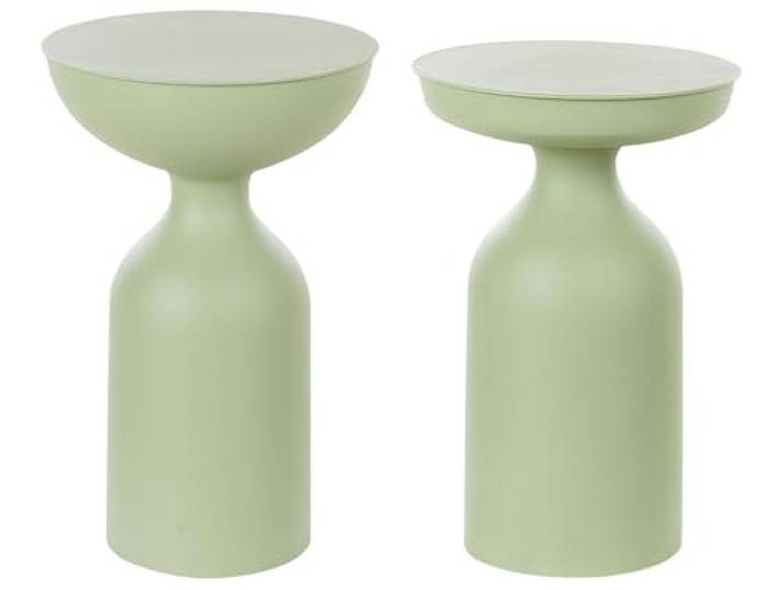 Beliani Beistelltisch Hellgrün Eisen Rund Wohnzimmertisch (2er Pack) Metall, Grün, Minimalistisch, Pulverbeschichtet, Benötigt keine Montage, Belastbarkeit 10 kg, 36 x 36 x 56 cm