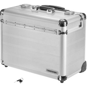 anndora Pilotenkoffer DK-202603, silber, mit Laptopfach 15,6'', 2 Rollen & 2 TSA-Schlössern, Aluminium