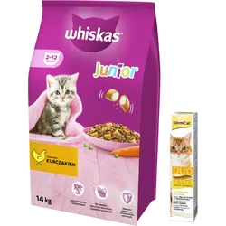 WHISKAS Junior Chicken Huhn 14kg + GIMBORN Gim Cat Paste Multi-Vitamin 50g -3% billiger!!!
