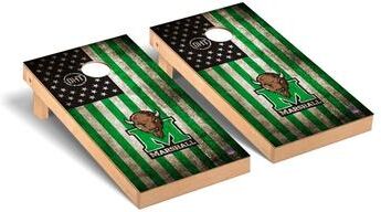 Skip's Garage Marshall Thundering Herd Cornhole Board Set - OHT Vintage Flag Version