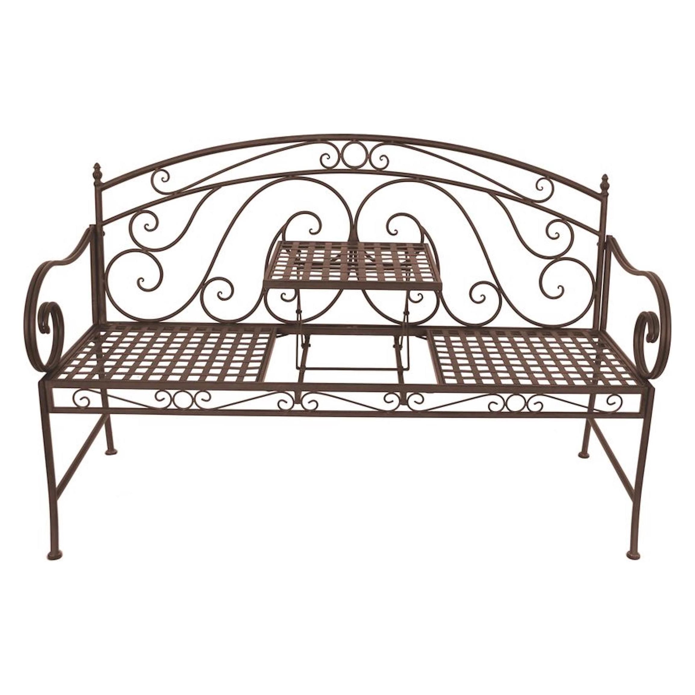 Garden Pleasure Gartenbank Perpignan braun mit klappbarem Tisch (950471)