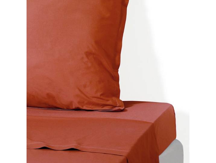 Drap plat percale de coton 270x300 rouge toscane
