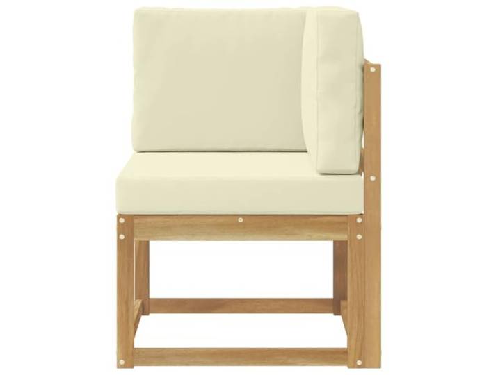KTHLBRH Ecksofa Akazie, weiß, 1-Sitzer Kissen Creme, Design Latten, wetterfest, 63 x 63 x 73 cm