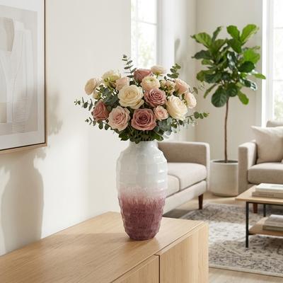 Sagebrook Home Glass Round Two-Tone Ombre Decorative Vase