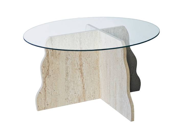 Salontisch Georis Travertin, Transparent 100 Prozent Hartglas B 75 T 75 cm - Material: 100% Hartglas